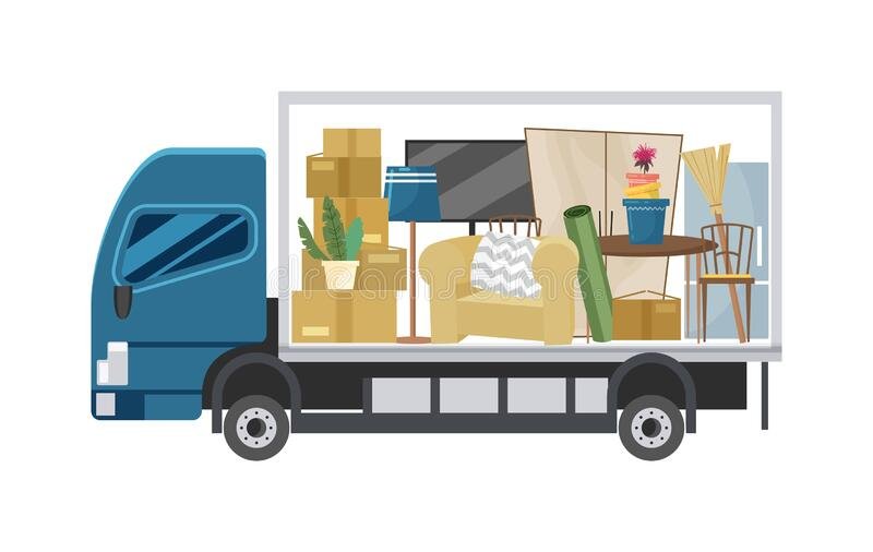 دينا نقل عفش بالرياض بخصم 25%|0553738994|0500270263 Cargo-truck-shows-various-household-items-appliances-truck-transporting-things-furniture-186045699